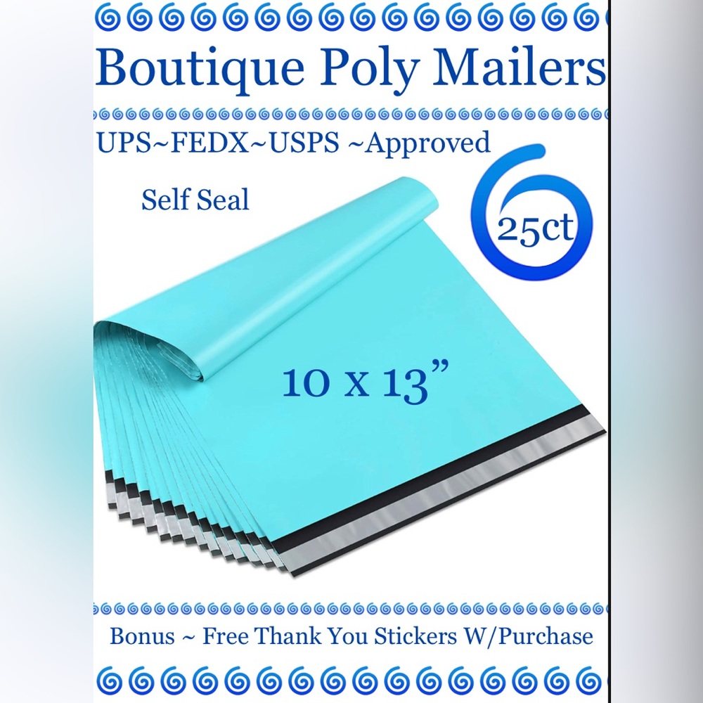25ct 10x13’ Designer PolyMailers ~BONUS⭐️ 25ct Free Thank You Stickers 👗🆕👗